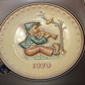 Vintage Hummel Plate with Boy and Bird Design